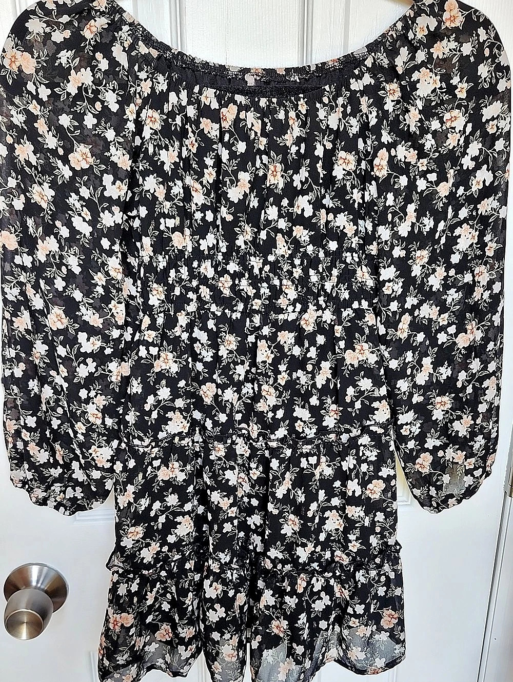 Just For Wraps Floral Mini Dress in Black & Pink